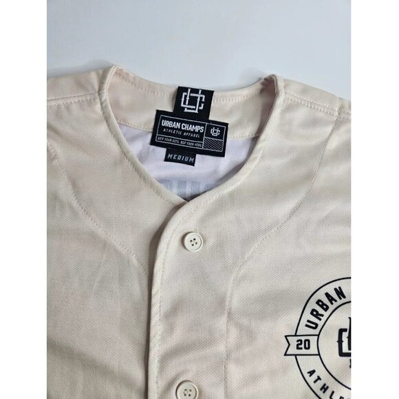 2022 Urban Champs Baseball Jersey Short Sleeves Men's Medium Cream - Picture 2 of 5